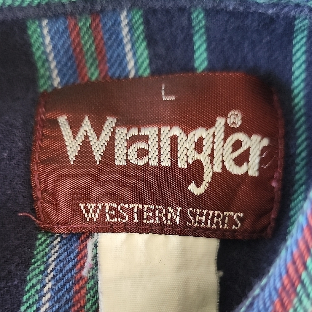 Wrangler Western Pearl Snap Shirt Blue Striped – Size Large - Picture 5 of 5